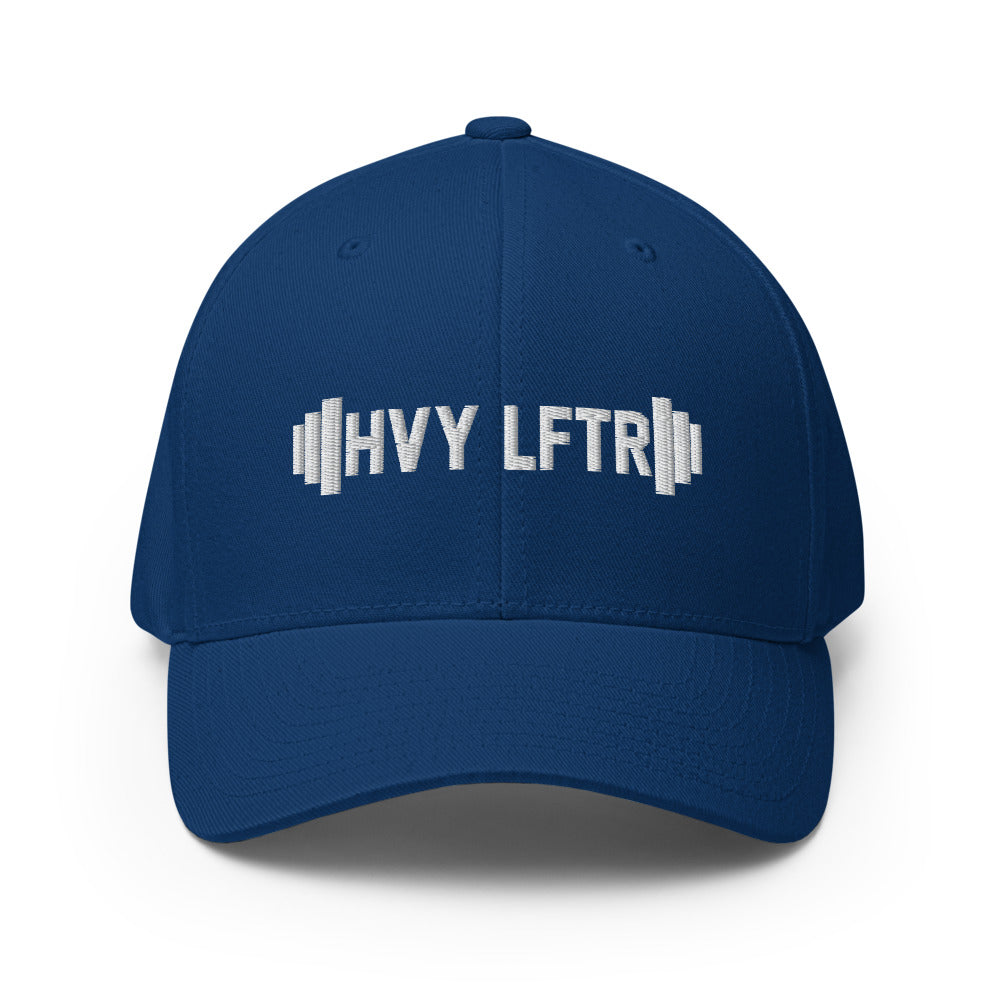 The 'HVY LFTR' flex fit weightlifting hat royal blue | Iron Strong Apparel