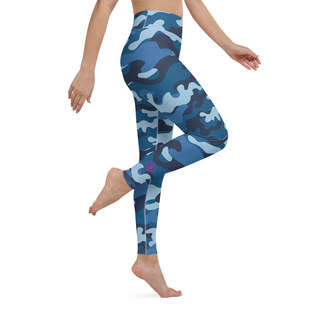 Cold blue camo high waist leggings | Weightlifting | Iron Strong Apparel