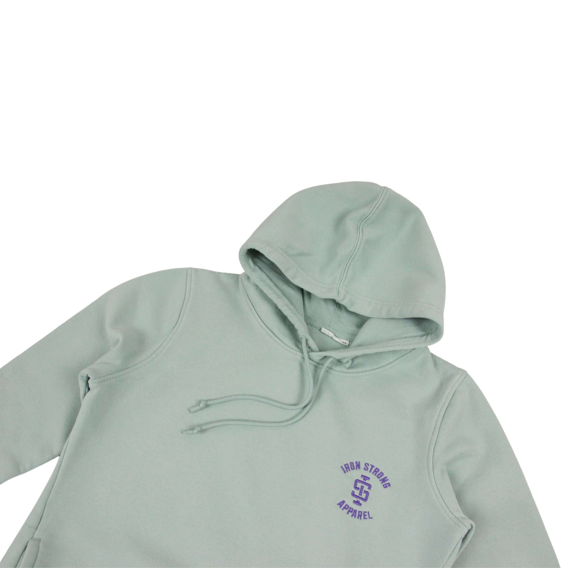 Sage Eco Hoodie close up | Iron Strong Apparel