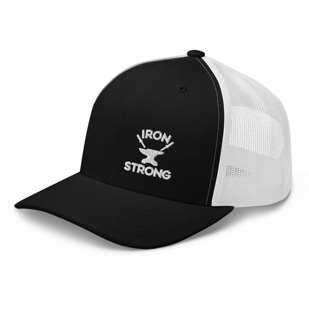 Iron & Anvil Black and white Truckers Hat | Weightlifting | Iron Strong Apparel