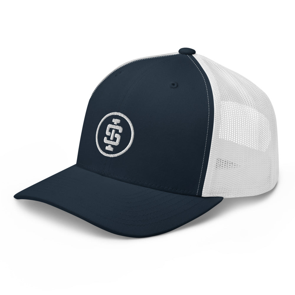 Navy and white trucker hat online