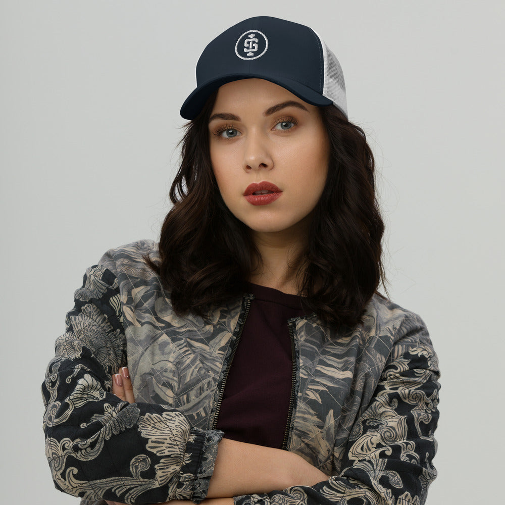 The 'Logo' trucker hat navy white | Lifestyle | Iron Strong Apparel