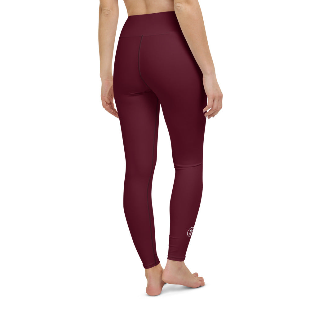 burgundy high waist yoga leggings