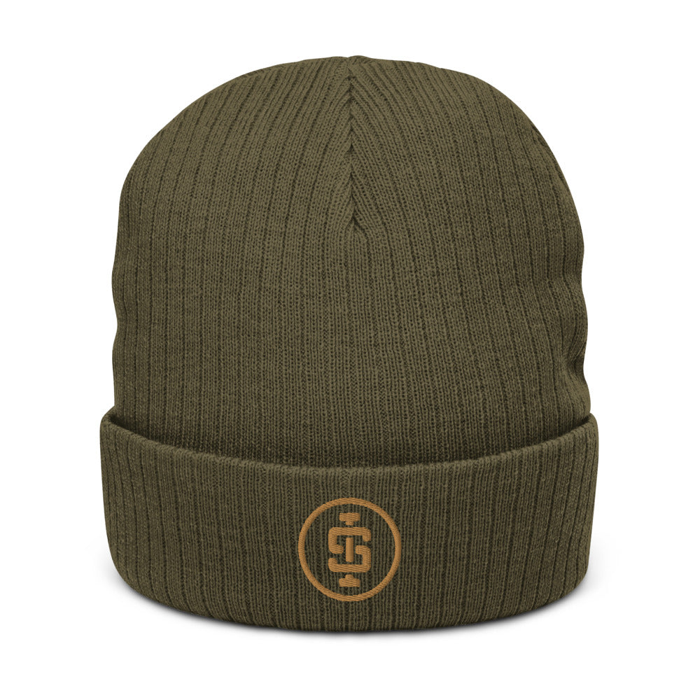 Logo cuffed beanie olive | weightlifting | Iron Strong Apparel